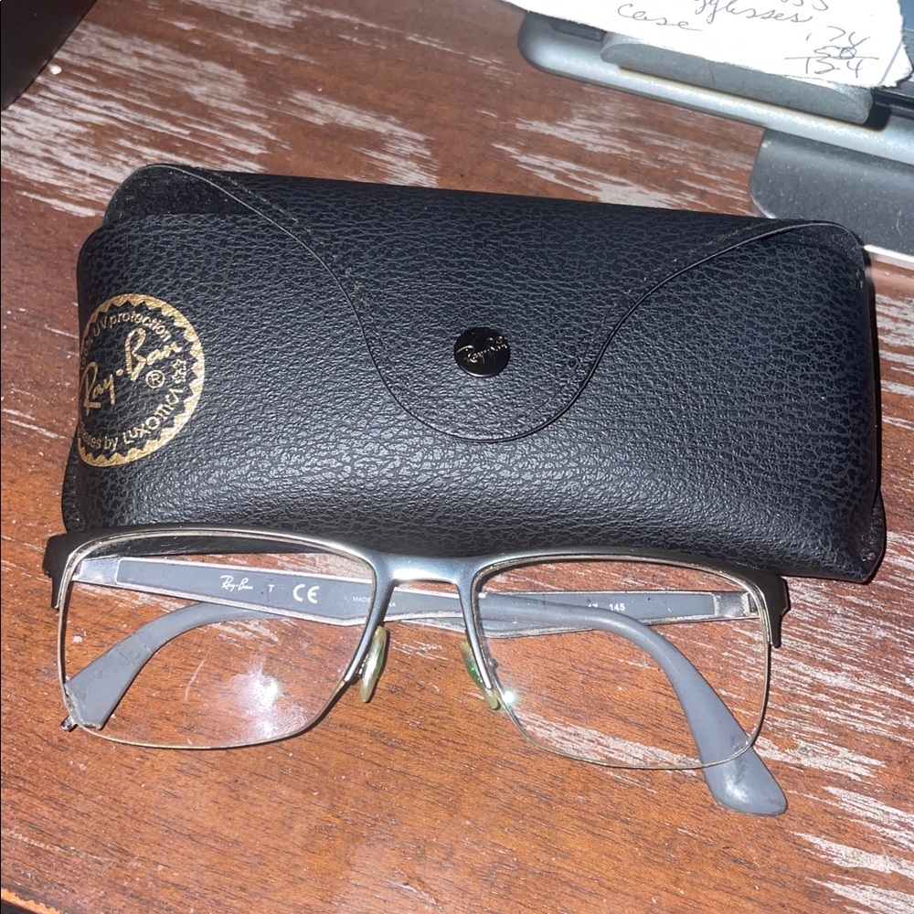 Ray-Ban RB6335 3855 Gunmetal gray and Silver Eyeglasses with black logo case